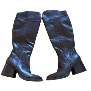 Kork-Ease Scarlet Western Vegan Leather Brown Wide Calf Boots - Sz 9, NWOT